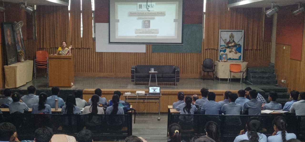 Interactive Session by VC Mam with passing out BBA batch 1 - Sharda University Agra