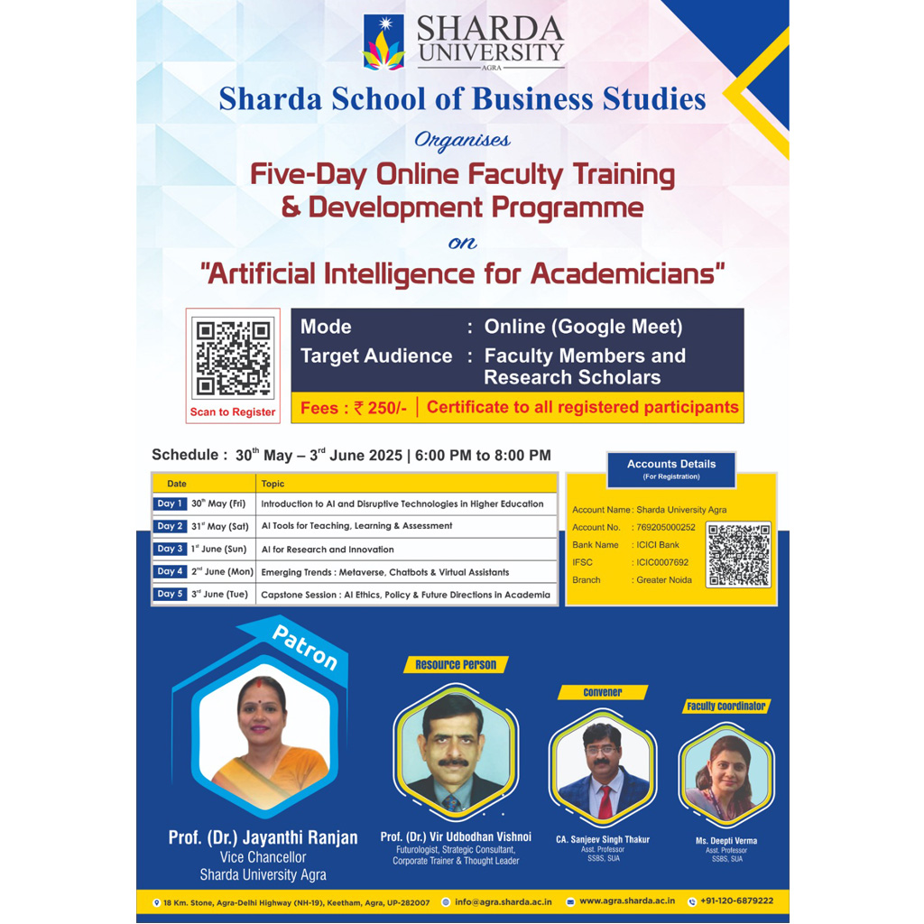5-Day Online Faculty Training & Development Programme on AI - Sharda University Agra