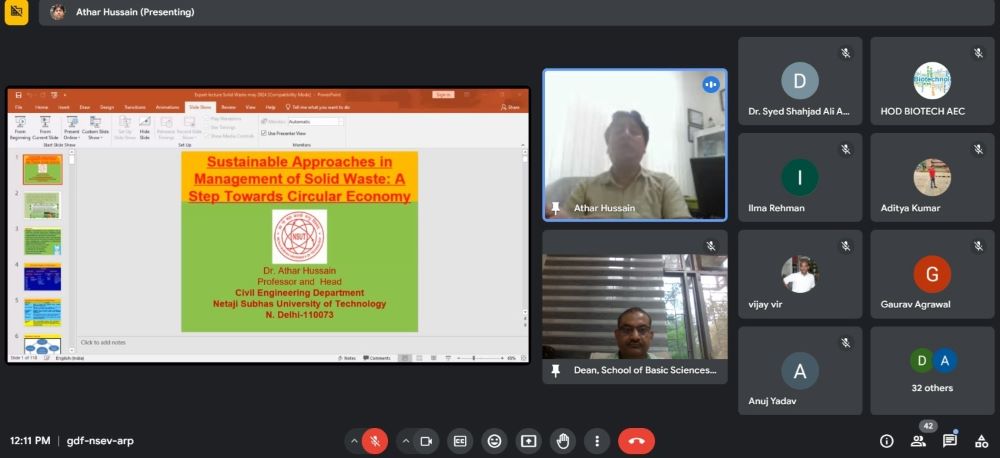 Expert talk on sustainable approaches in management of Solid Waste - Sharda University Agra