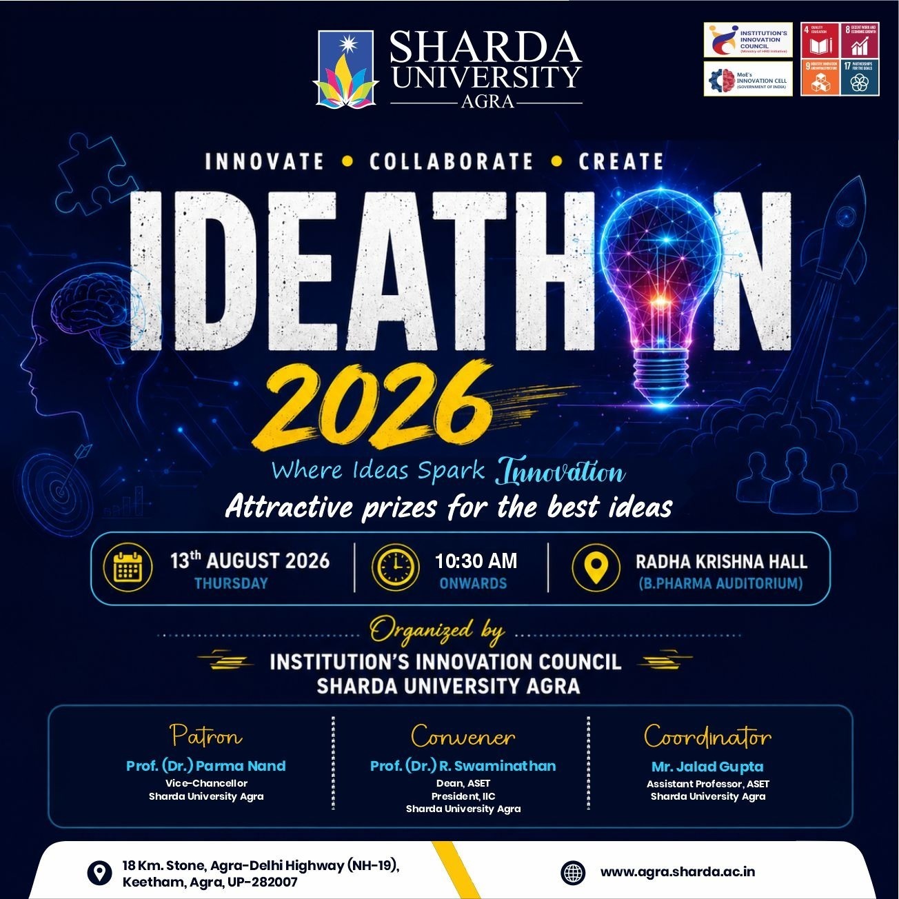 IDEATHON 2026: Where Ideas Spark Innovation - Sharda University Agra