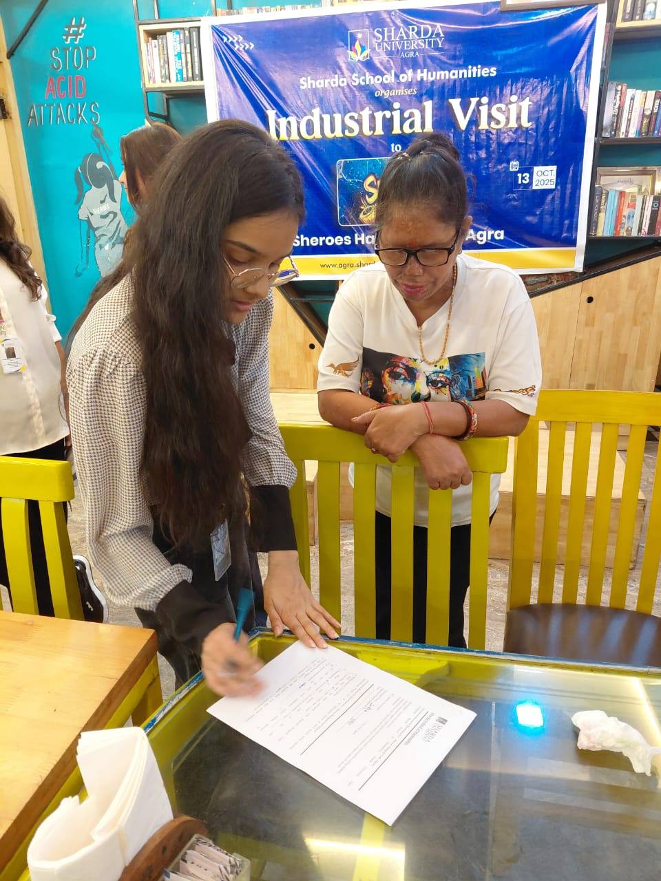 Industrial Visit Experiential Learning Visit to Sheroes Hangout Cafe - Sharda University Agra