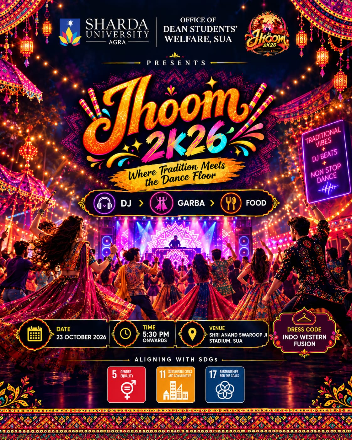 Jhoom 2K26: An Evening of Garba, Music & Festive Celebration - Sharda University Agra