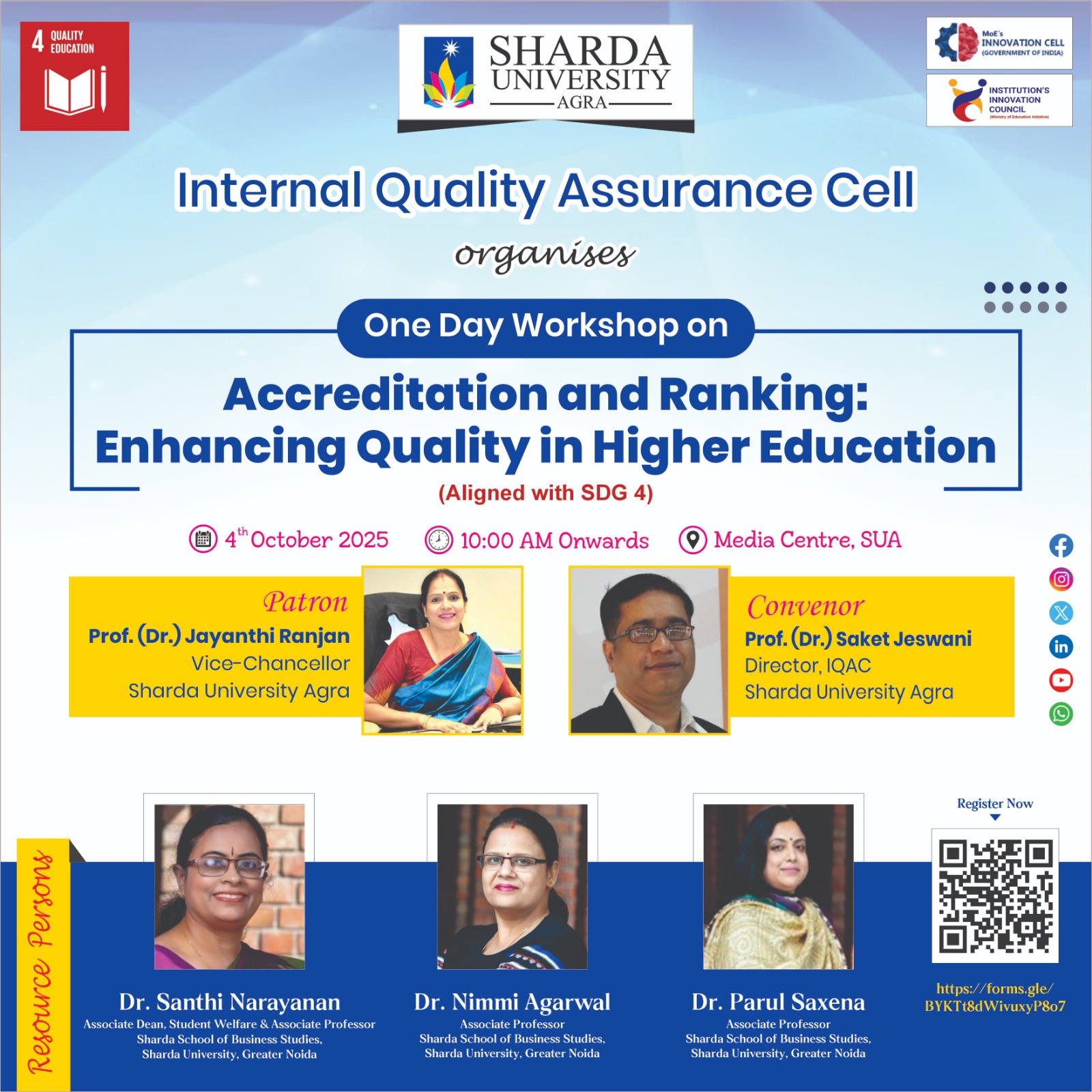 One Day Workshop on Accreditation and Ranking - Sharda University Agra