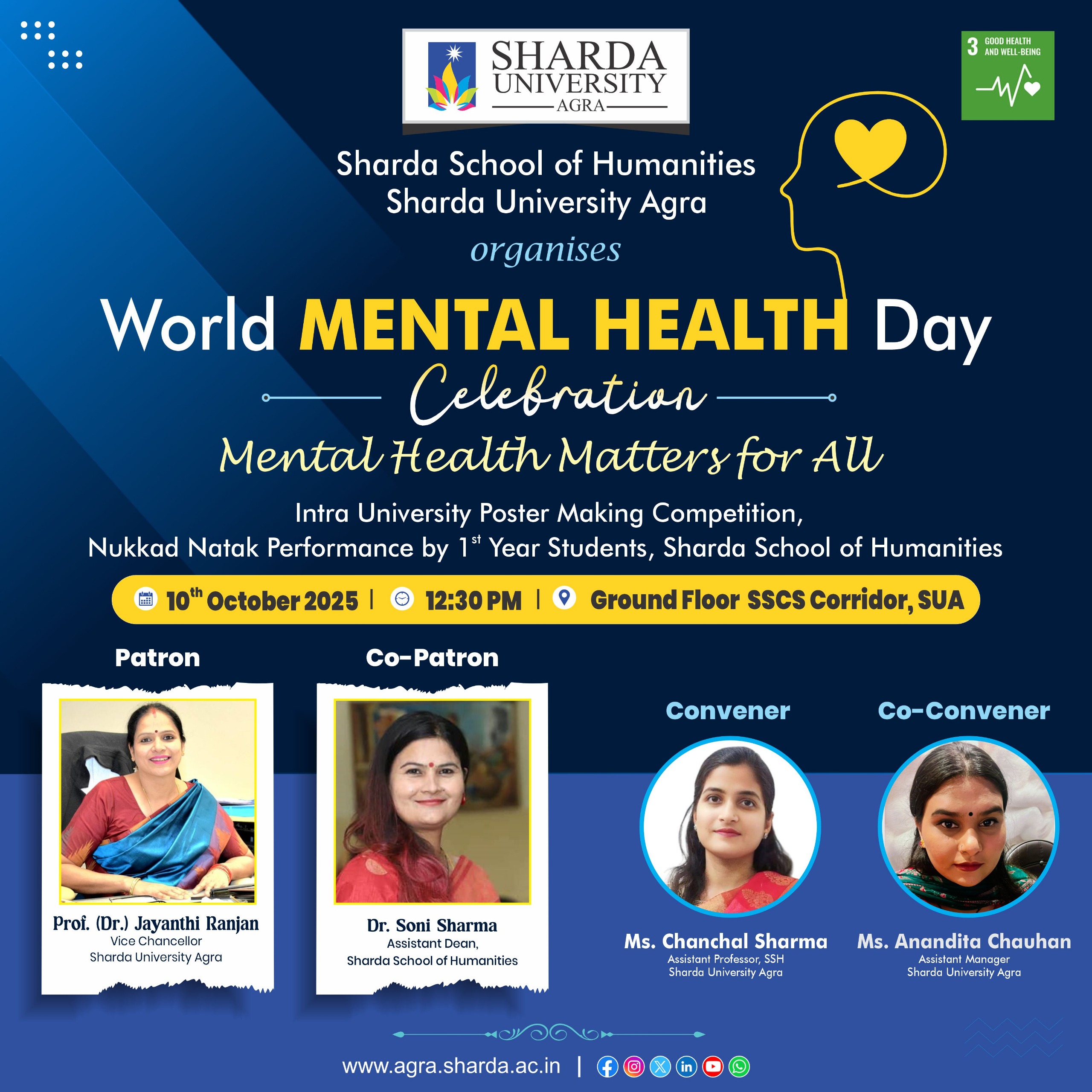 Organizing an Activities to celebrate World Mental Health Day - Sharda University Agra