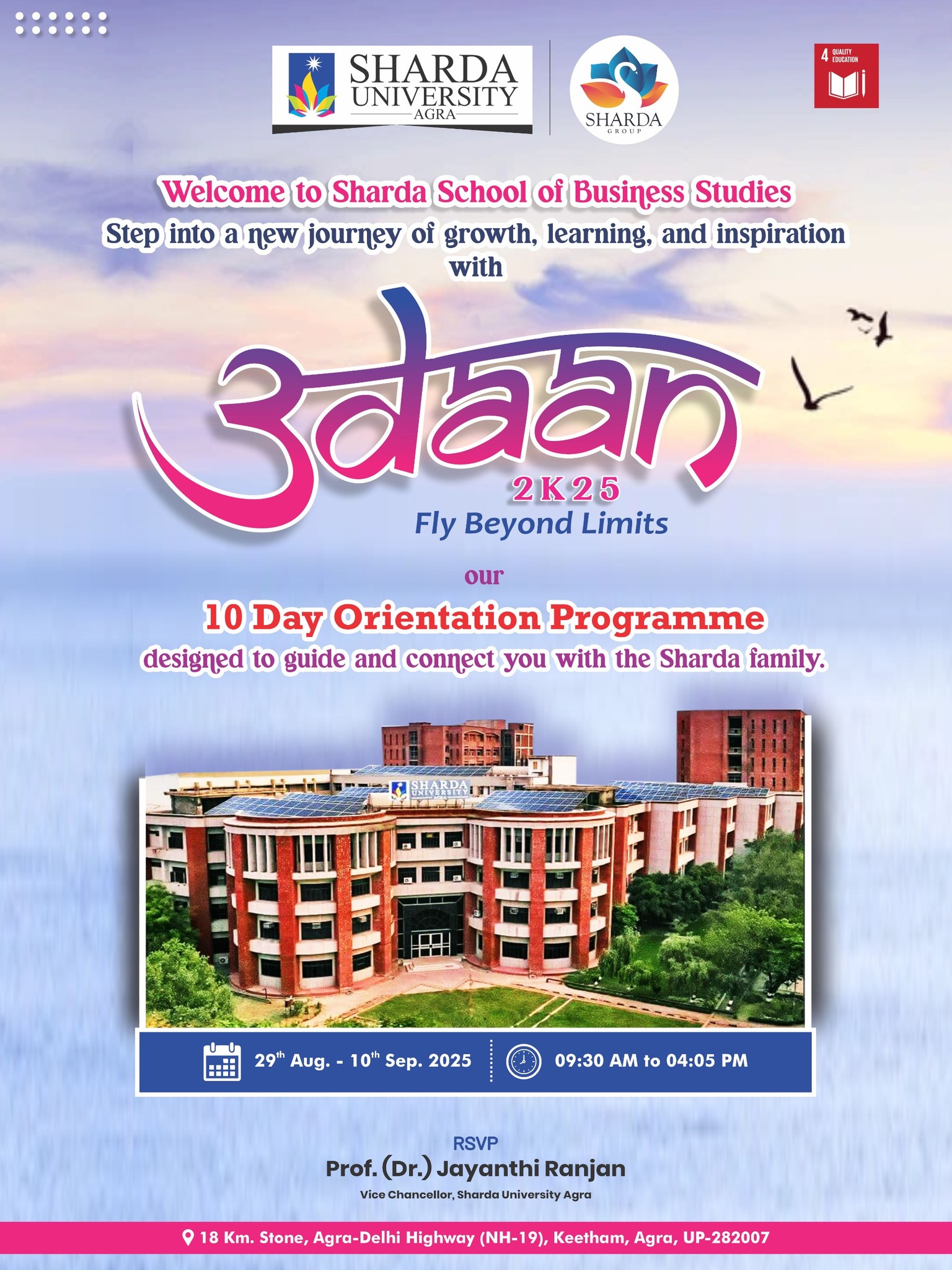 SSBS UDAAN 2K25 – Orientation Programme - Sharda University Agra