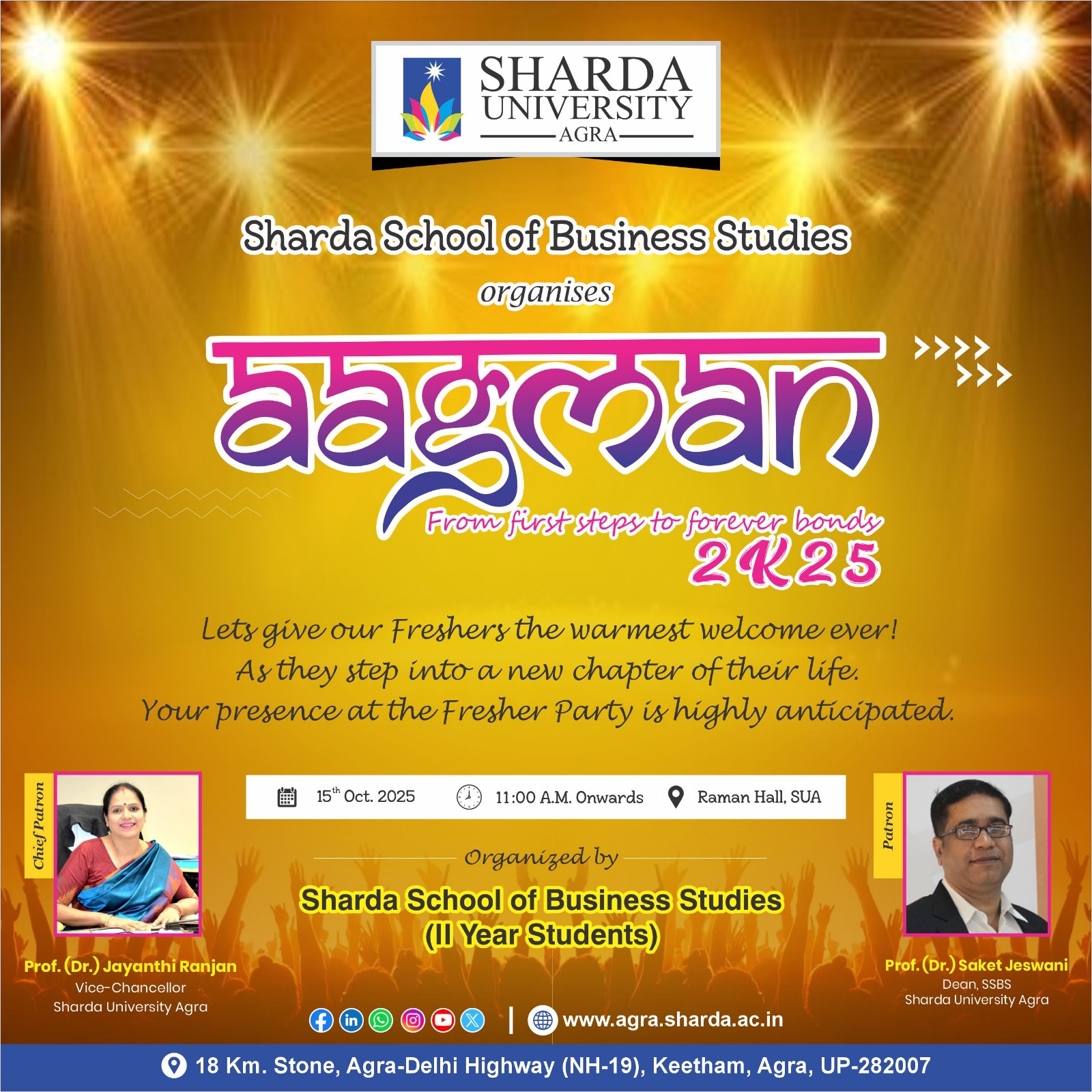 AAGMAN 2K25 - SSBS Freshers Party 2025 - Sharda University Agra