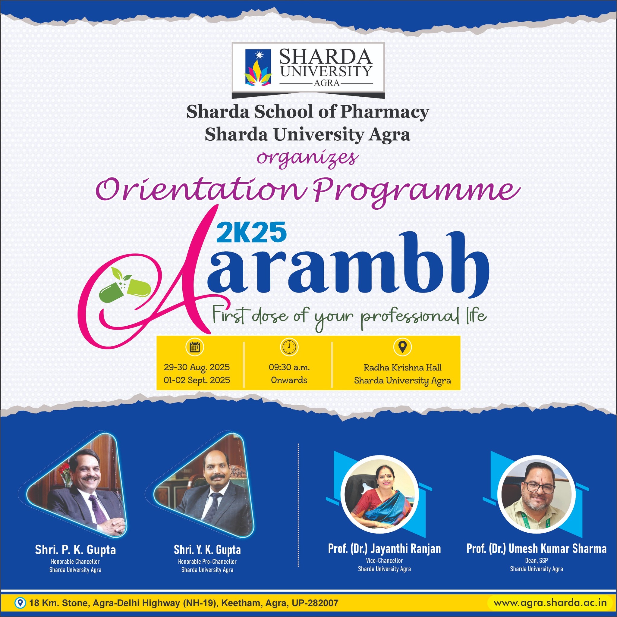 SSOP AARAMBH 2K25 – Orientation Programme - Sharda University Agra